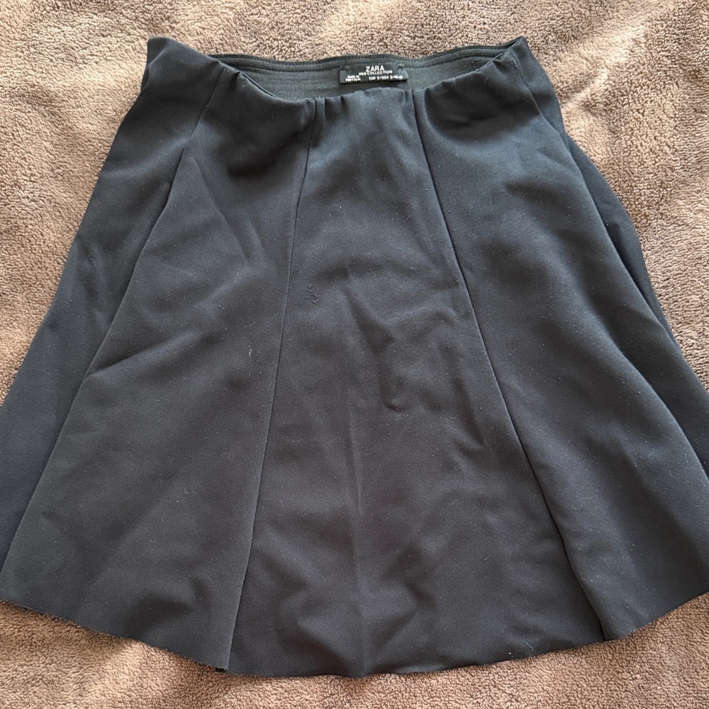 Zara Black A-Line Skirt with Panel Details